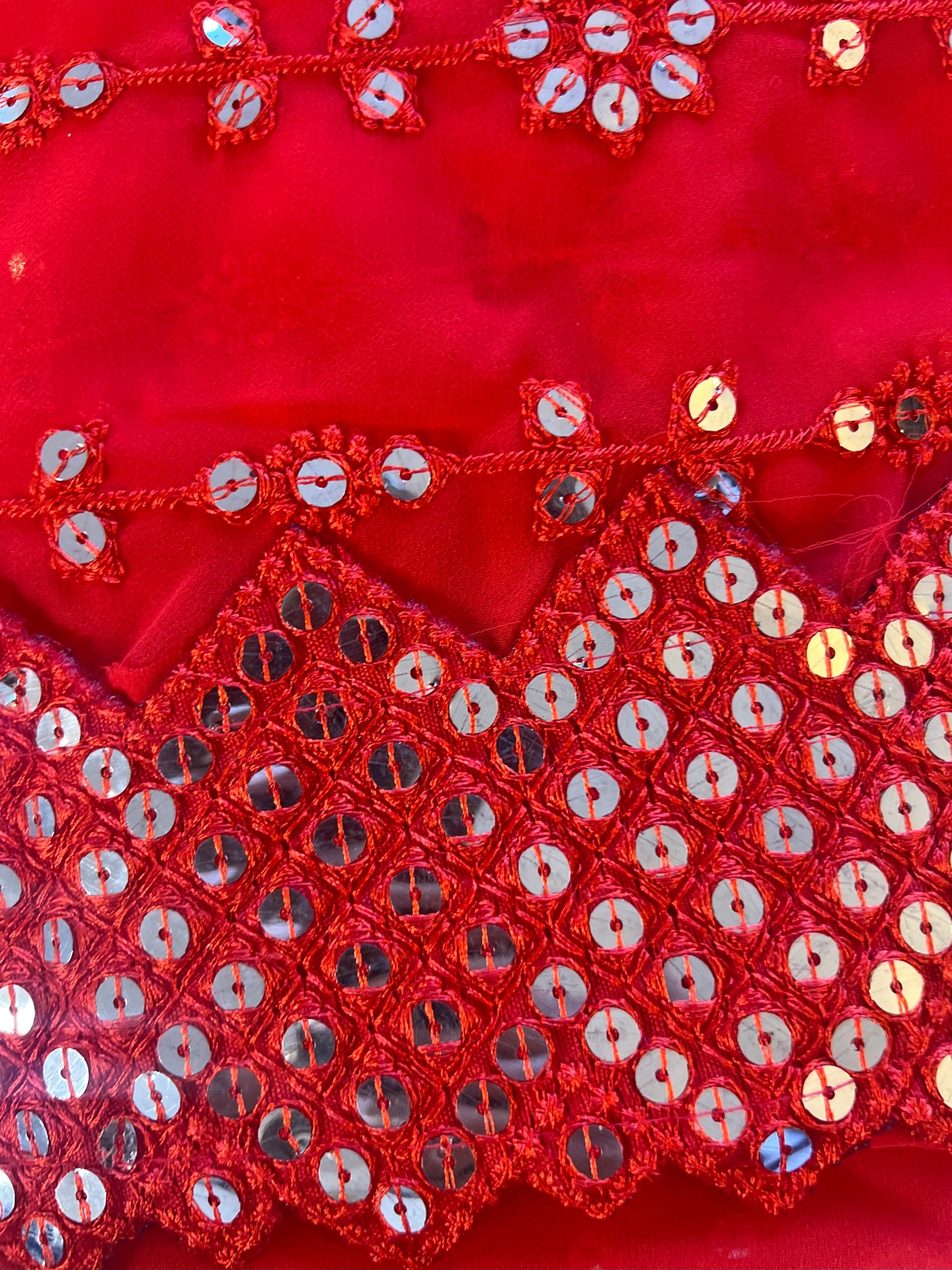 Chiffon Saree with Silver Mirror Work