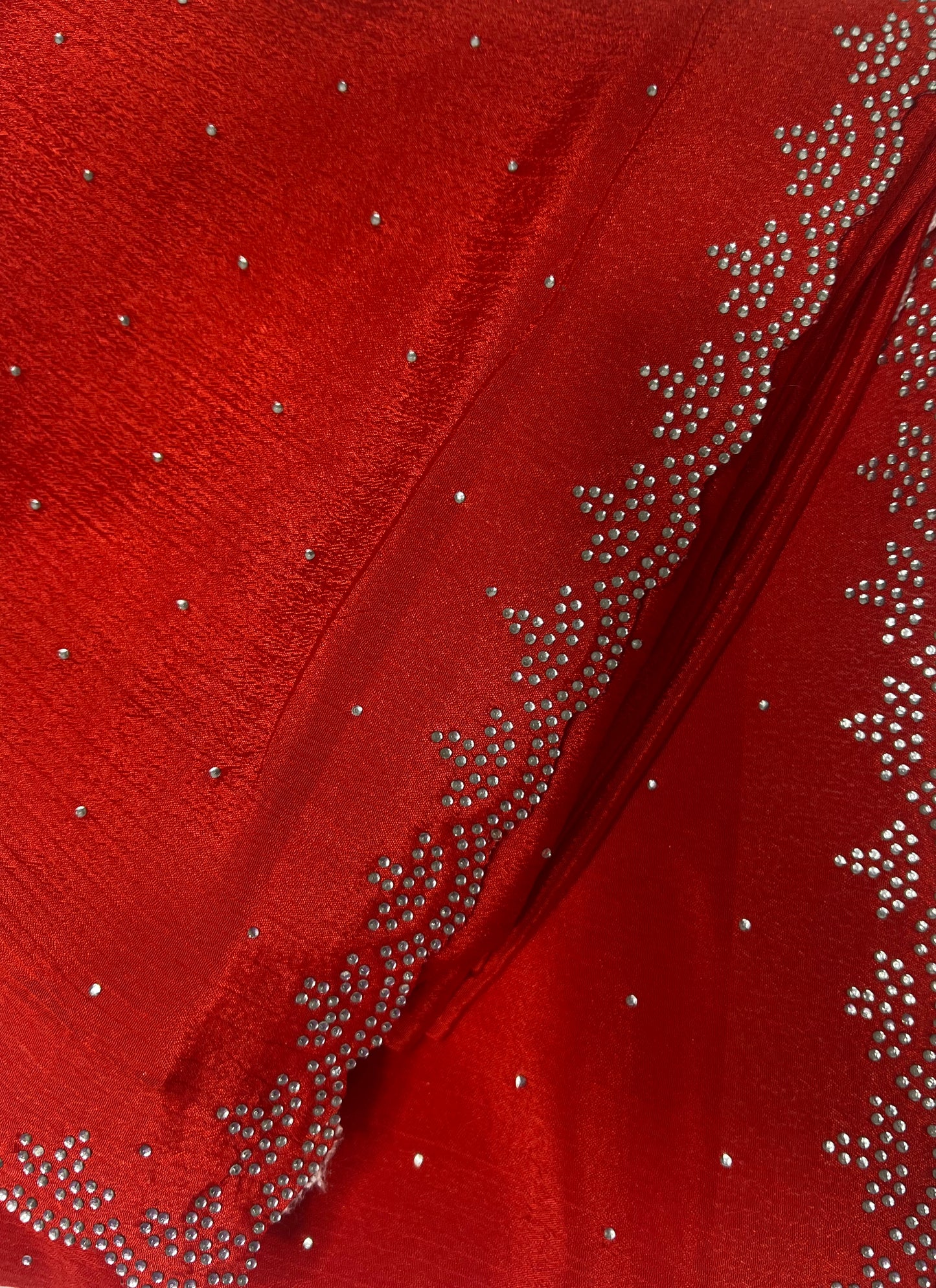 Red Soft Satin Saree Stone Saree