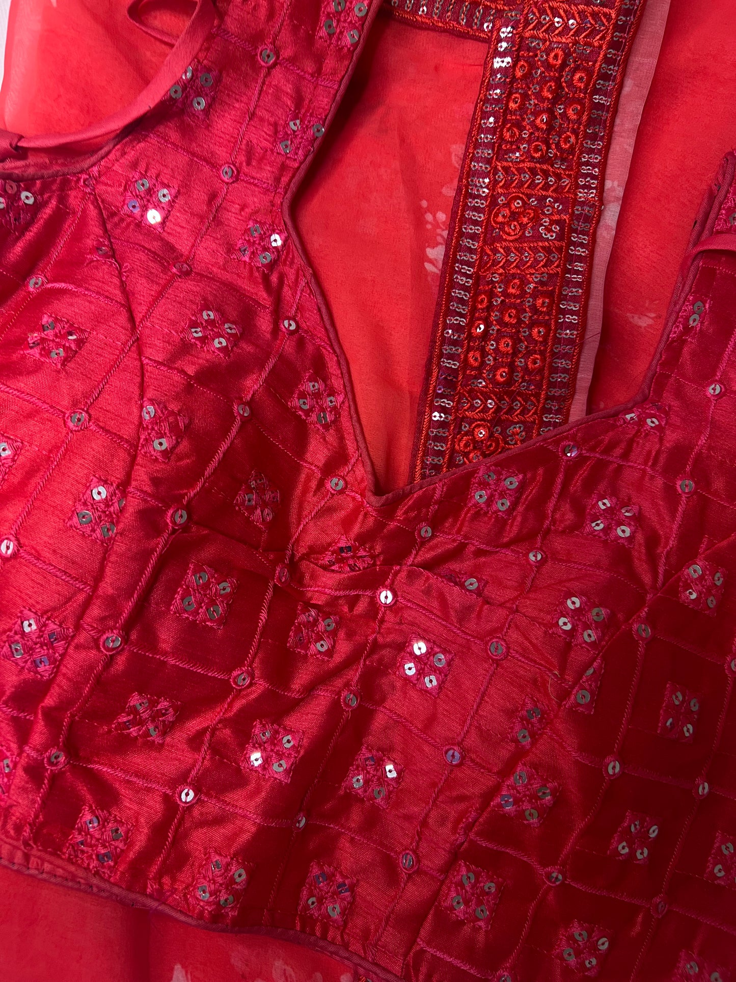 Red Floral Print Saree