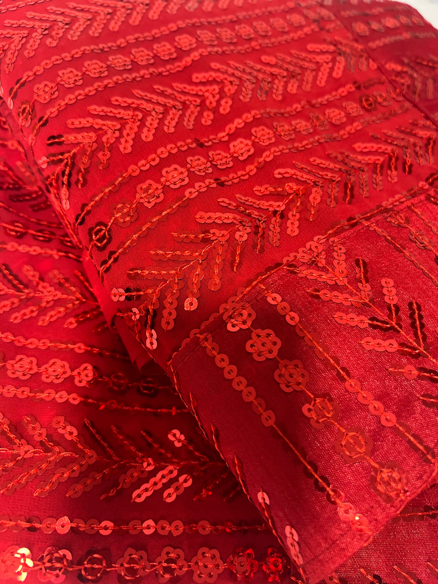 Full Sequin Red Chiffon