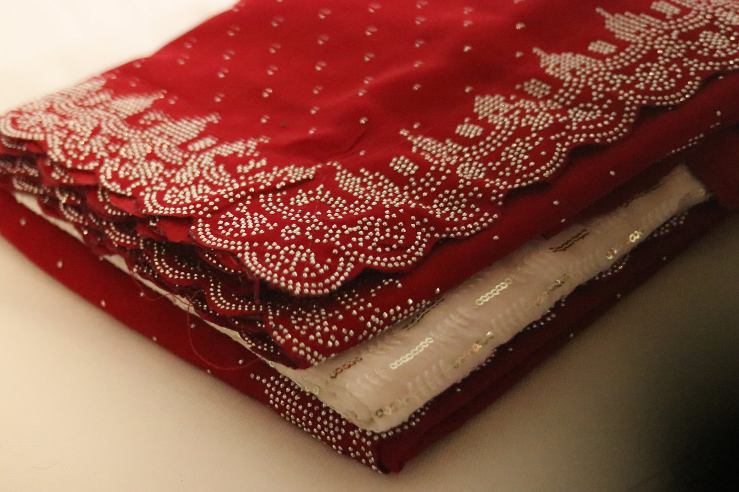Red Chiffon Stone Saree