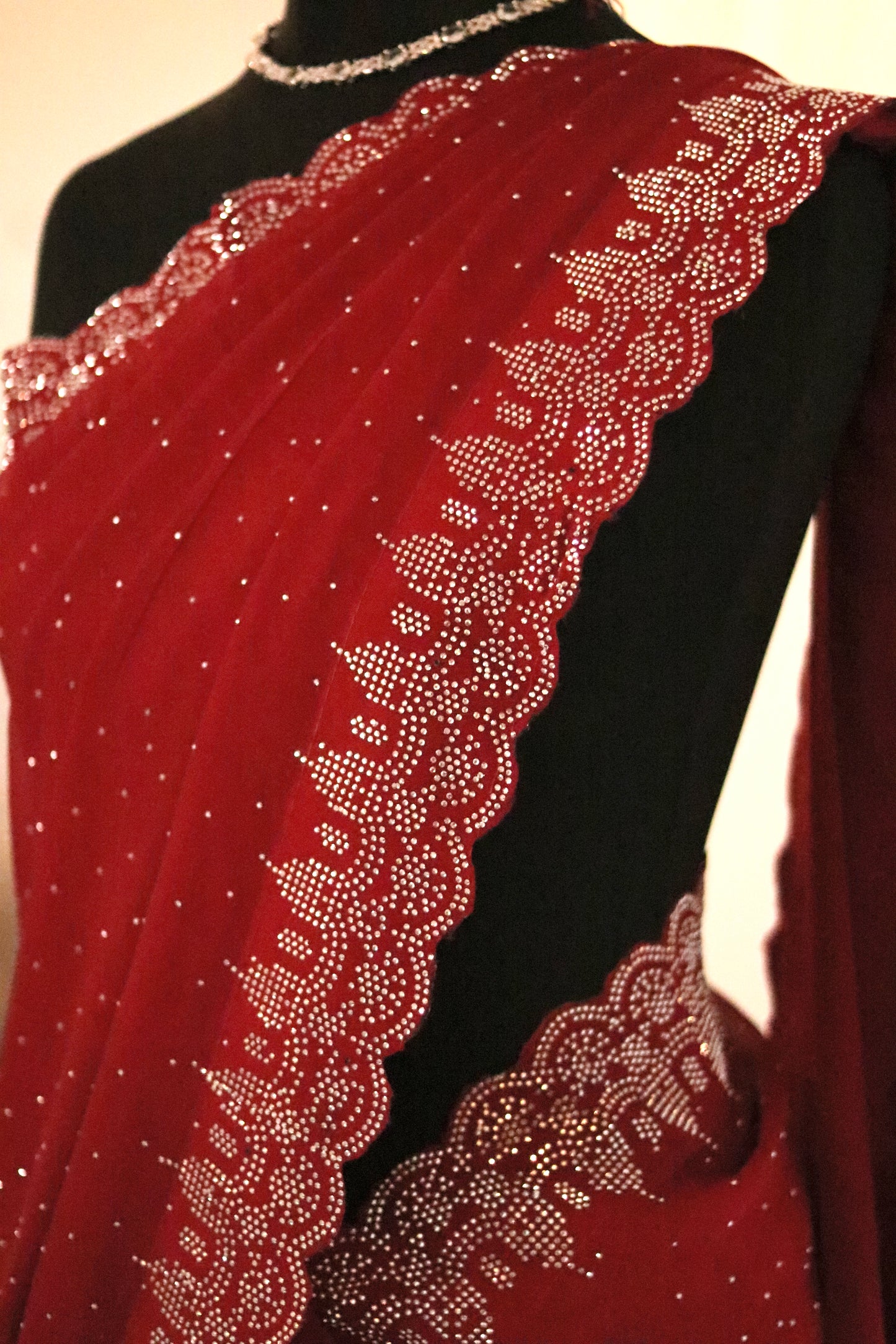 Red Chiffon Stone Saree