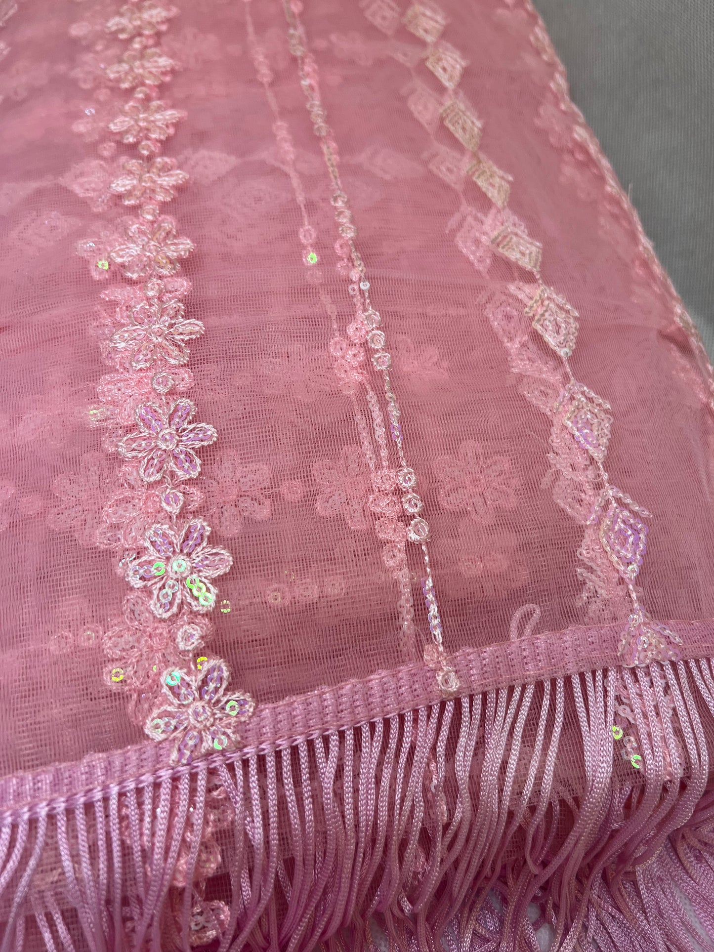 Baby Pink Net Saree