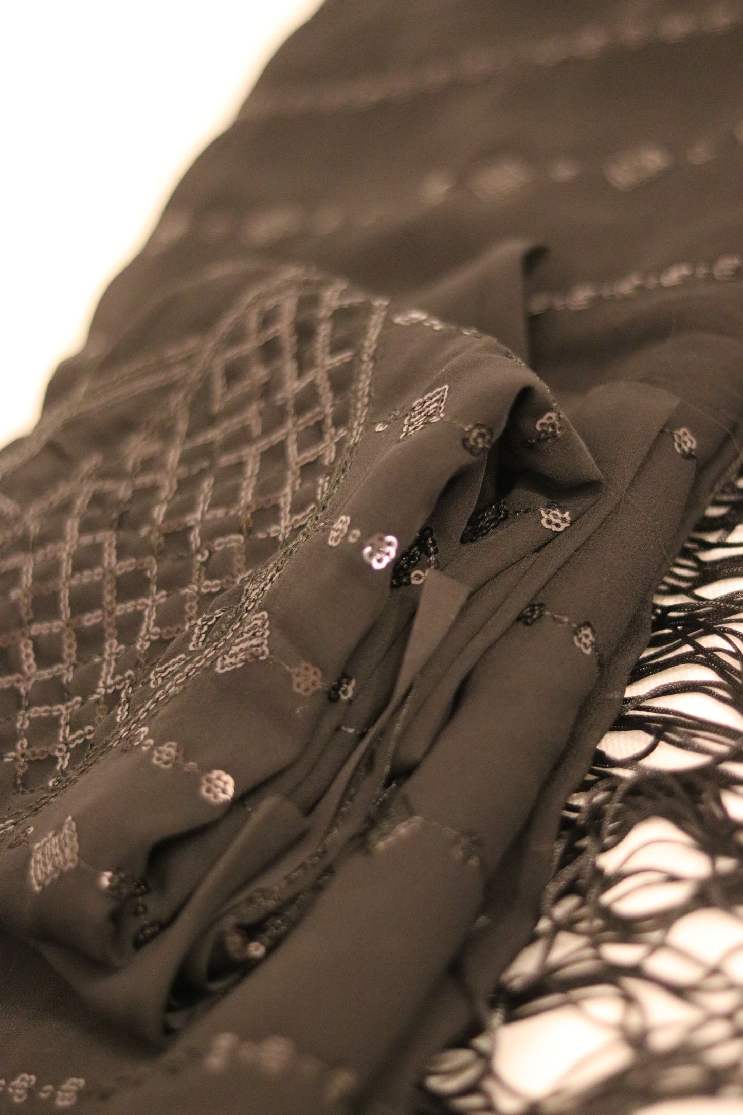 Black Sequin Chiffon Saree