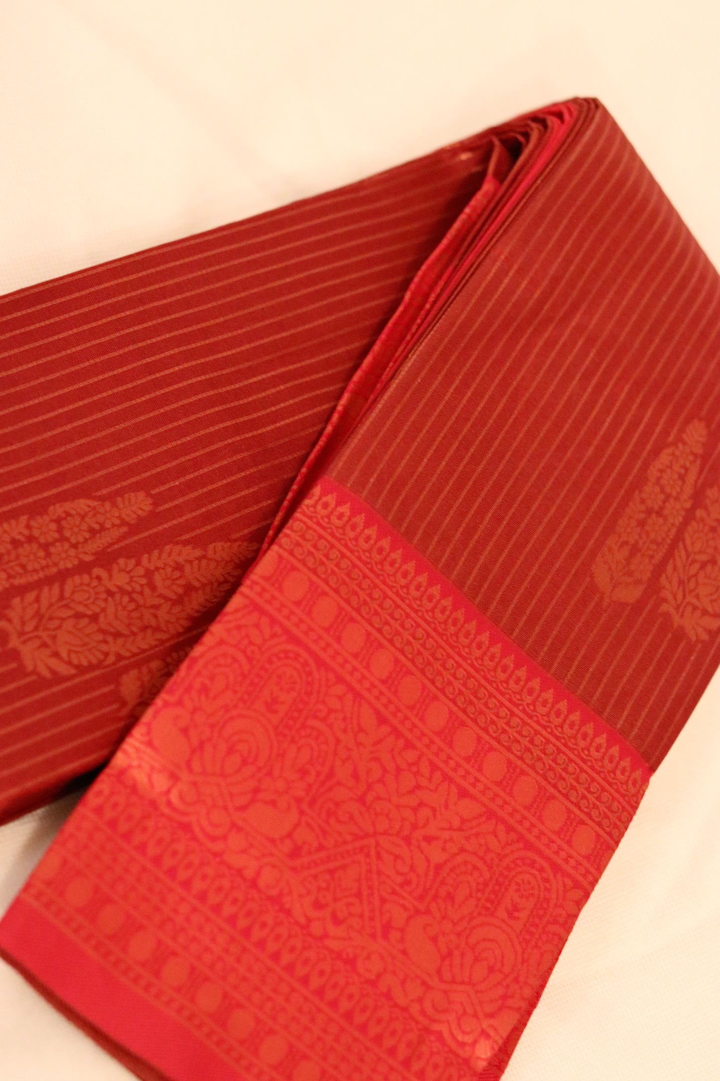 Maroon and Red Traditional Silk Saree