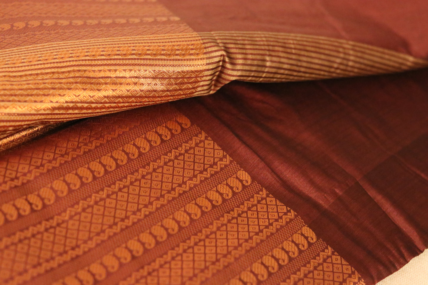 Burgundy Brown Saree with Gold Work