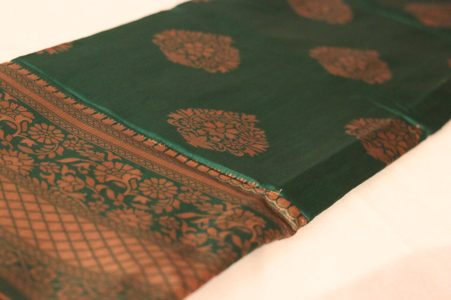 Green Gold Floral Work Saree
