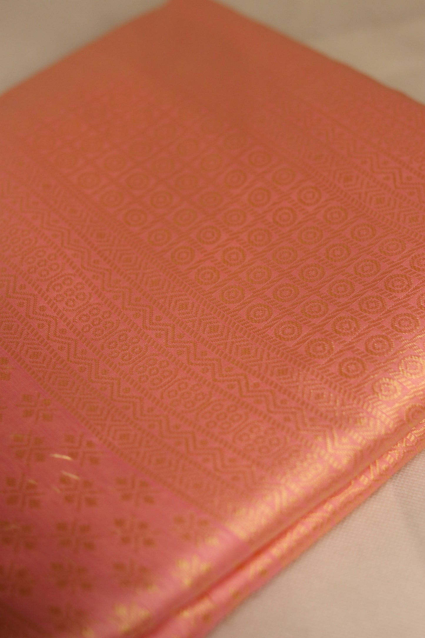 Peach Pink Silk Saree