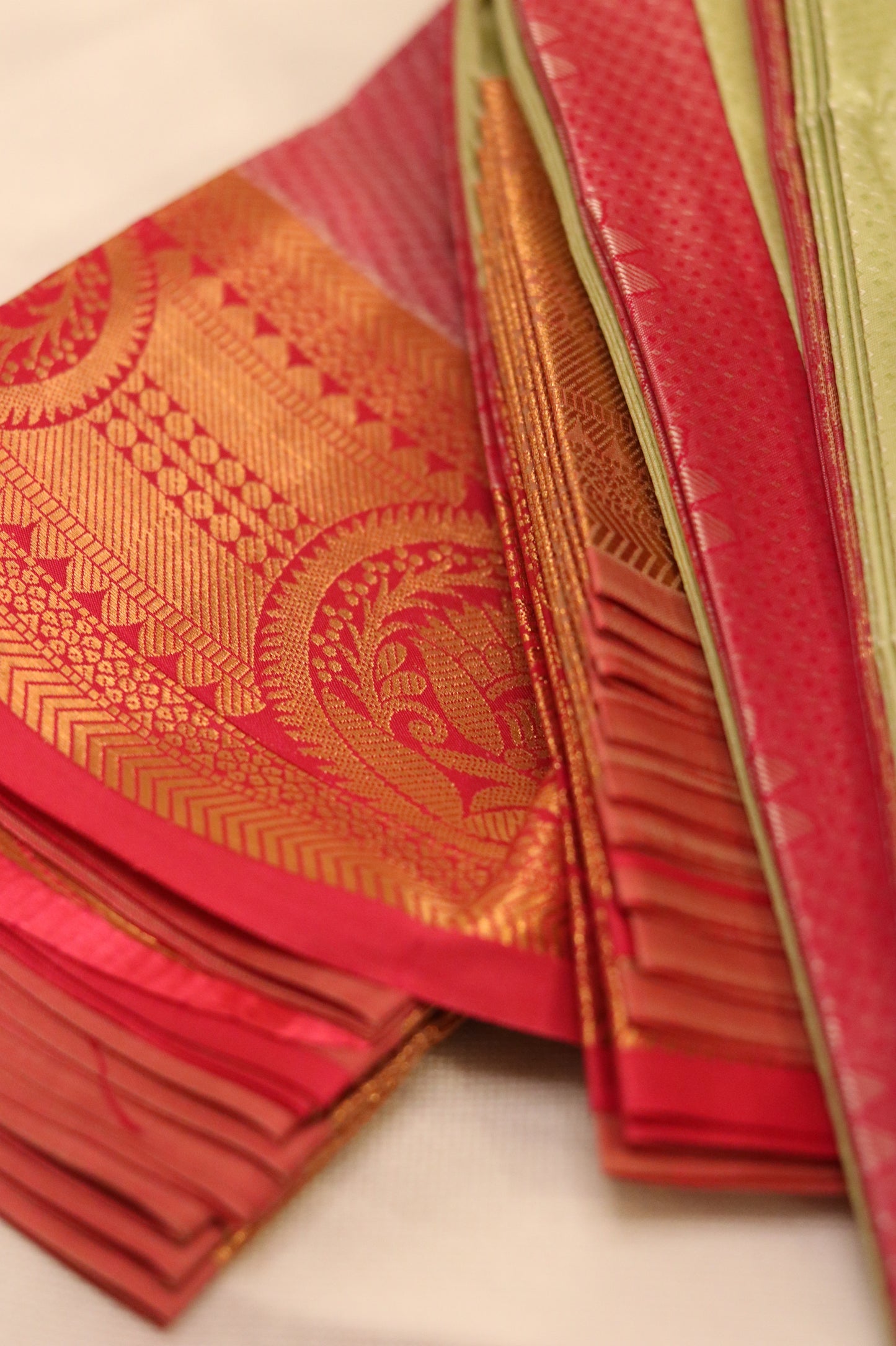 Pastel Green Temple Saree with Gold Zari