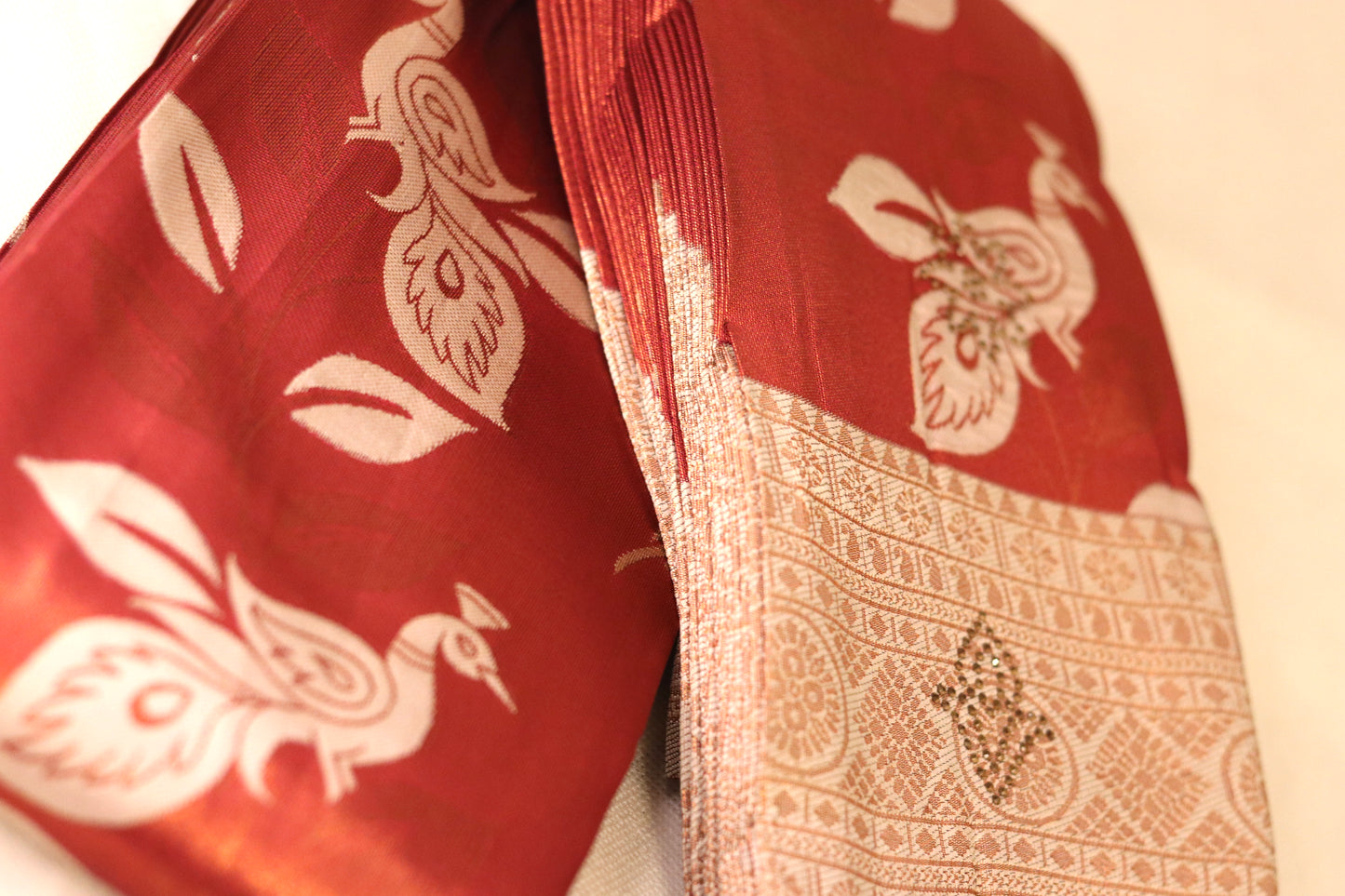 Silk Shine Sarees in Brown and Red