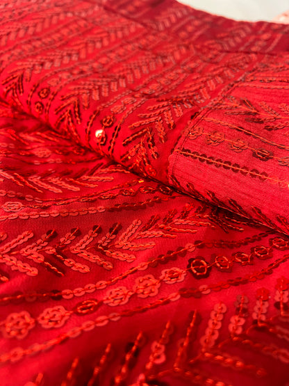 Full Sequin Red Chiffon