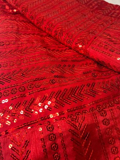 Full Sequin Red Chiffon