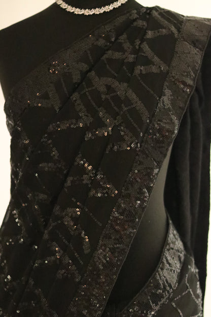 Black Chiffon Saree with Sequin Work