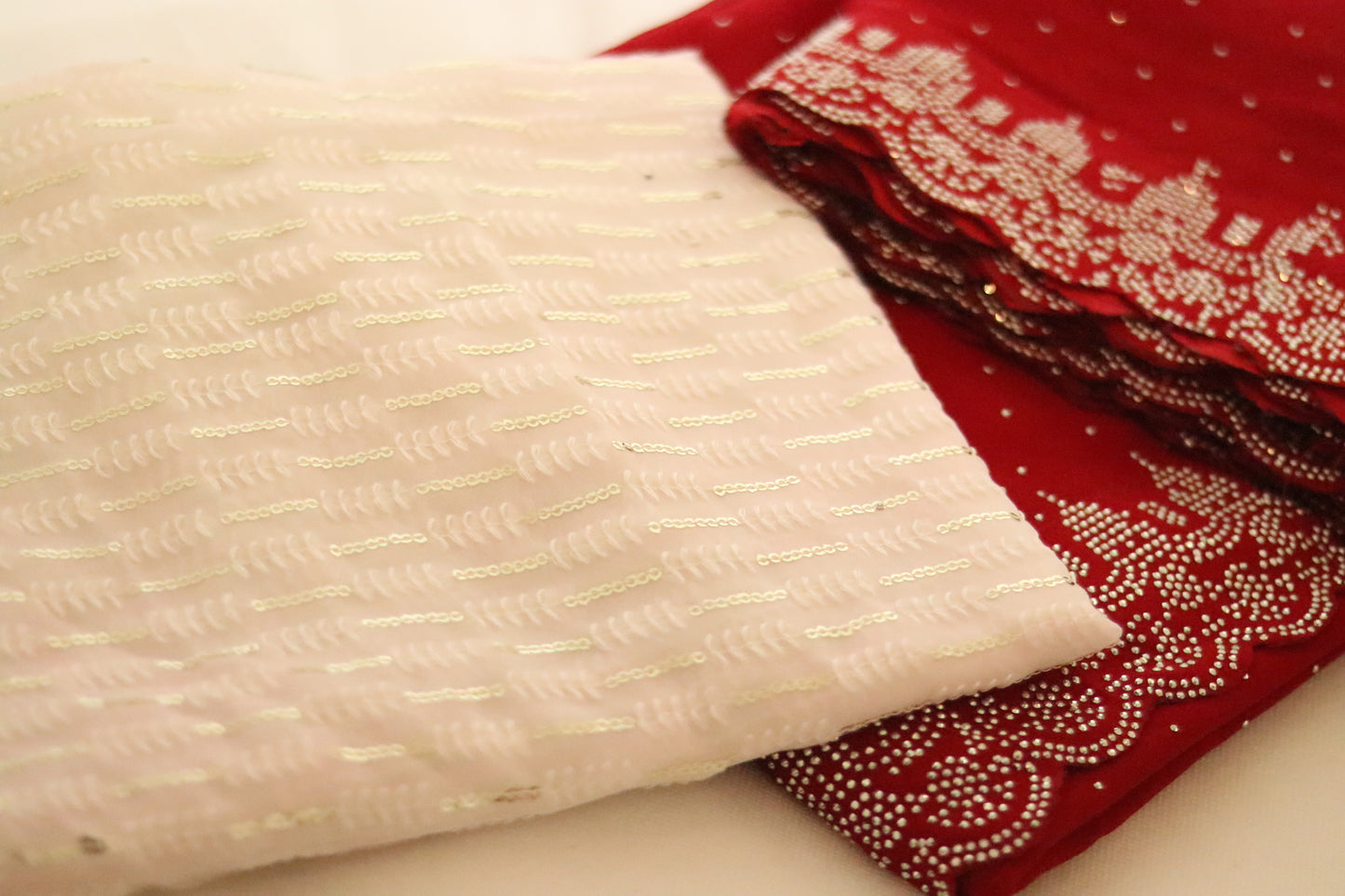 Red Chiffon Stone Saree
