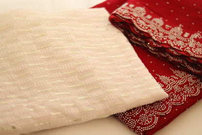 Red Chiffon Stone Saree