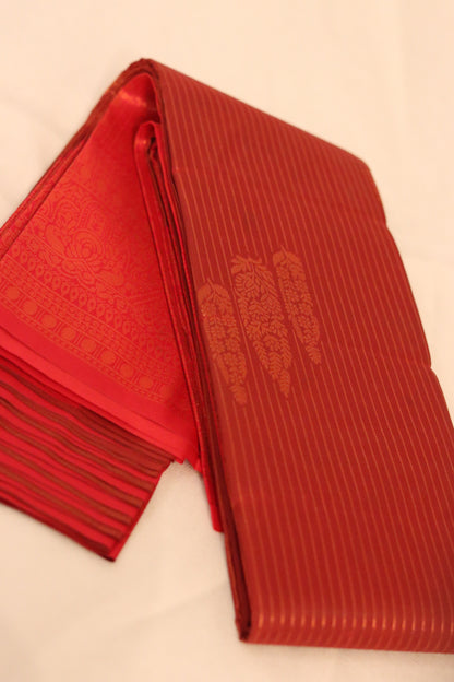 Maroon and Red Traditional Silk Saree