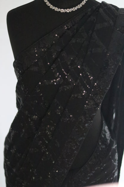 Black Chiffon Saree with Sequin Work